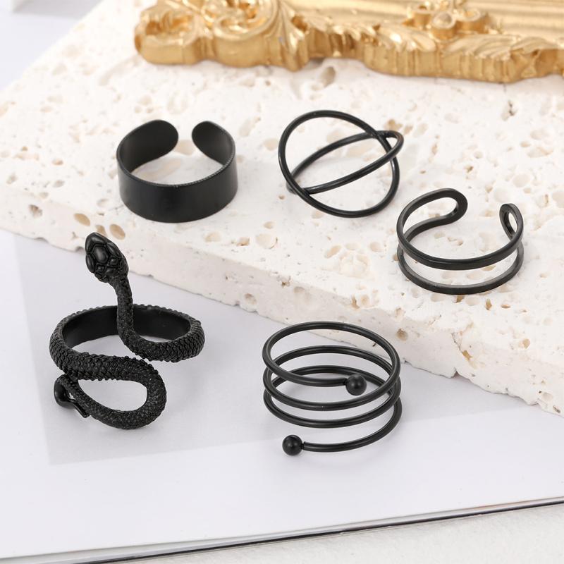 Vintage Snake Shape Ring For Girls Dark Lolita Style Simple Rings Set Jewelry Gifts For Women