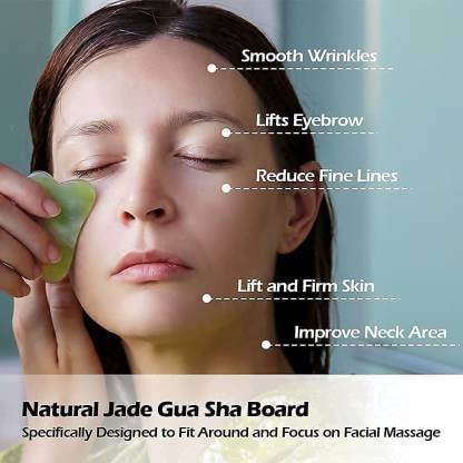 PIARA Face Stone Roller Massager Set with Gua Sha Jade Stone, Ice Roller & 3D Massager | Facial Combo for Skin Tightening, Face-lifting, Blood Ci