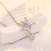 Geometric Silver Cross Pendant Necklace With Zirconia For Romantic Couples
