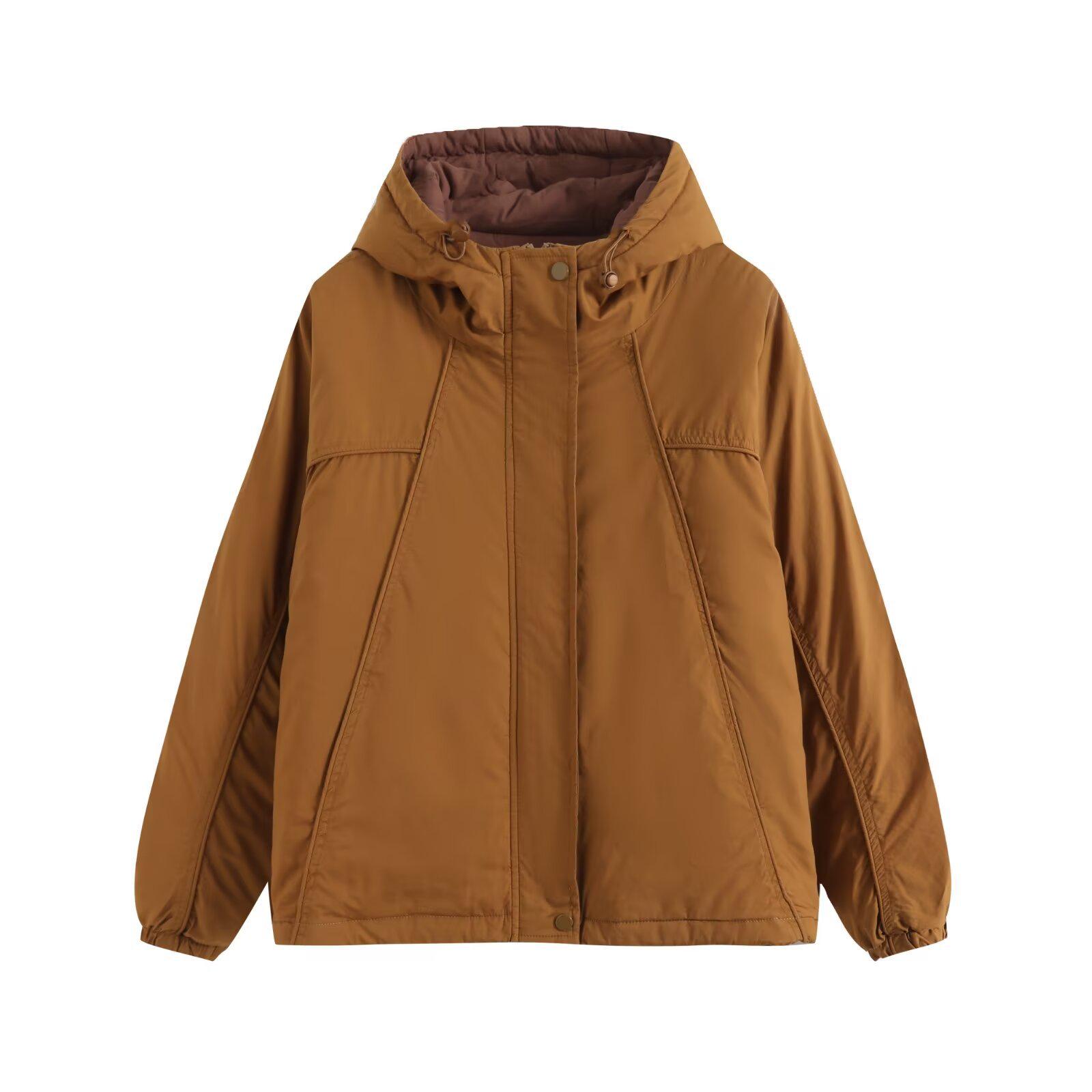 

Женское хлопковое пальто с капюшоном в европейском и американском стиле, осень 2024, свободного кроя, с длинными рукавами, теплое, четыре цвета One Size жёлтый/имбирный