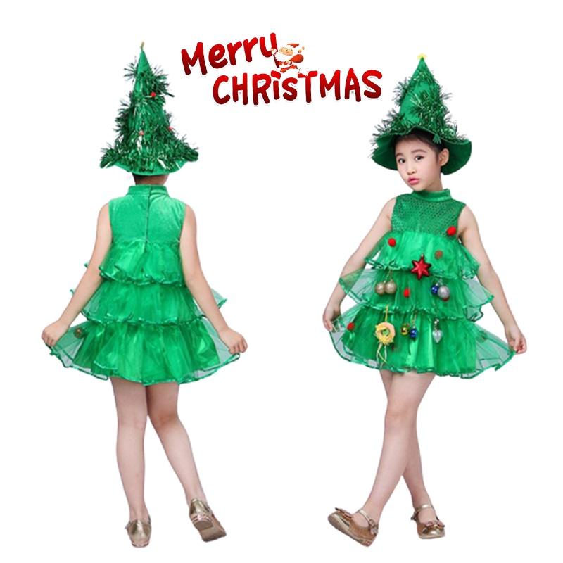 Christmas Tree Girls Cosplay Costume Xmas Party Suit Carnival Kid Gift Year New