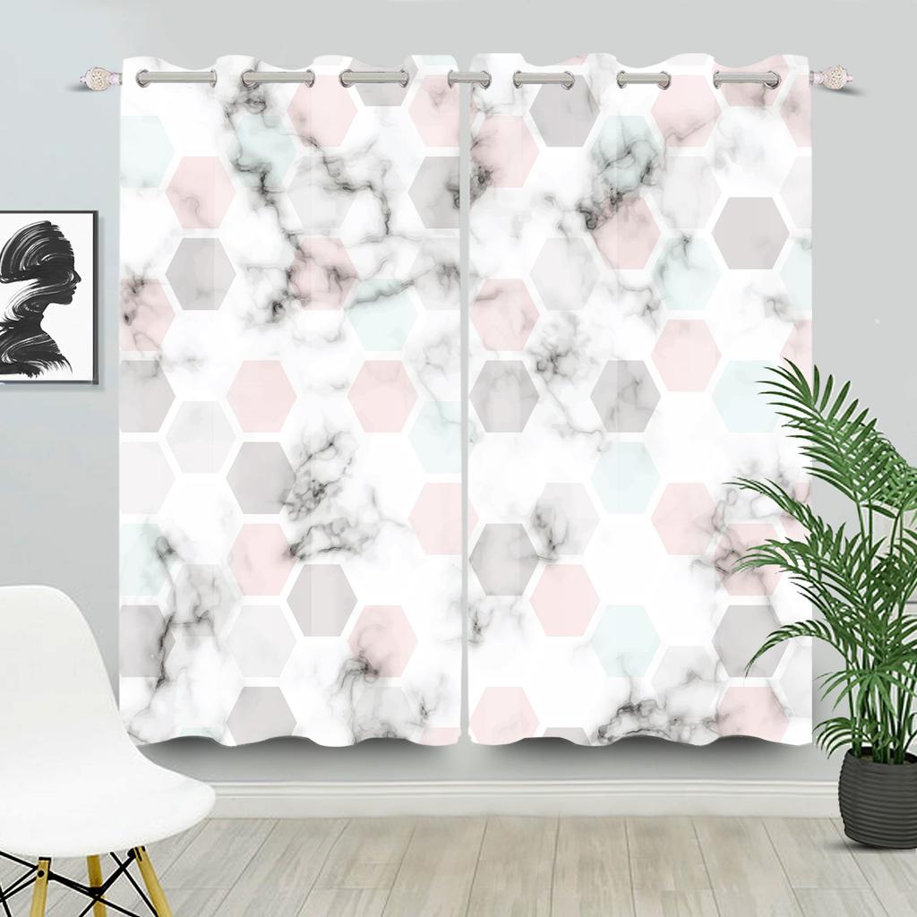 Luxury White Marble Curtains Modern Thermal Insulated Drapes Bedroom Living Room Darkening Window Treatments Set Of 2 Made Polyester Decor