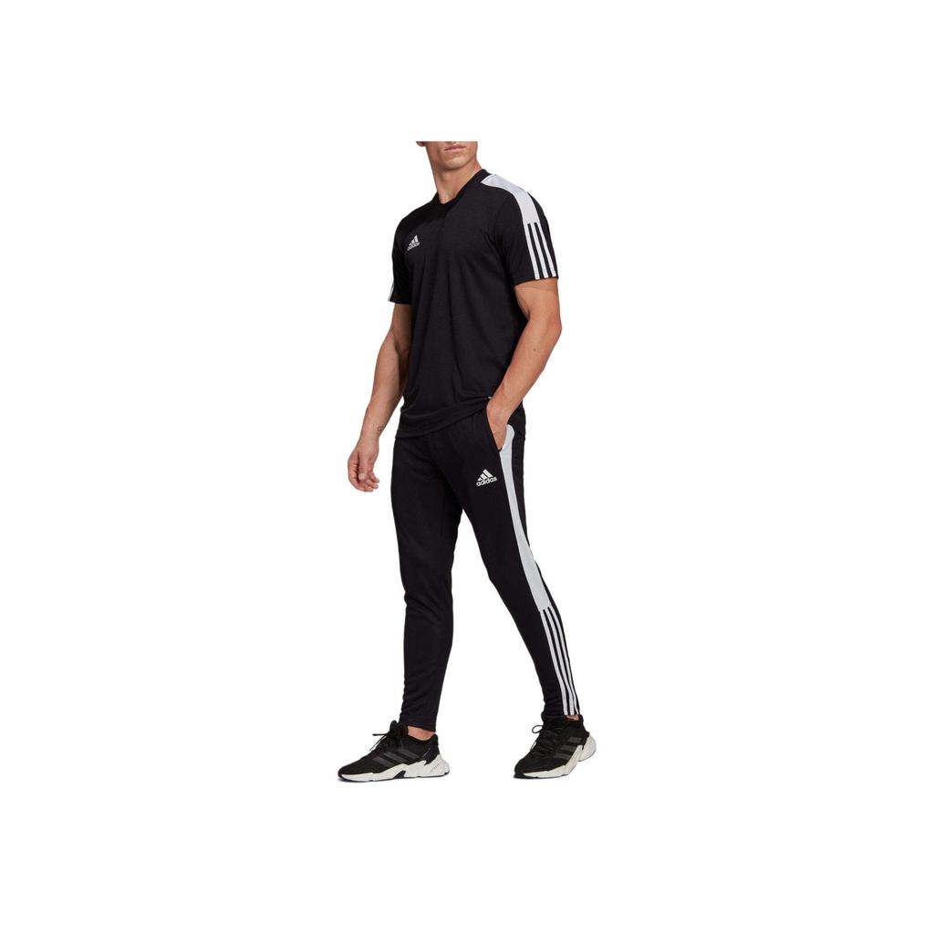 Adidas Striped Brand Logo Crew Neck Soccer Jersey Men Tops Black H60006