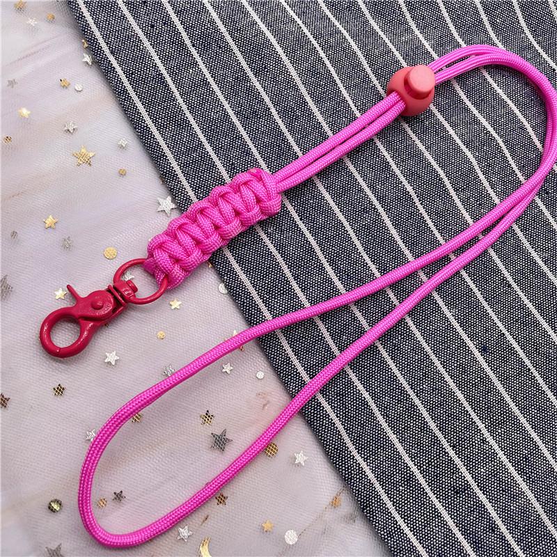

Outdoor Rock Climbing Colorful Paracord Flat Knot Keychain Camping Rescue Emergency Rope Metal Hook Lanyard For Phone Camera