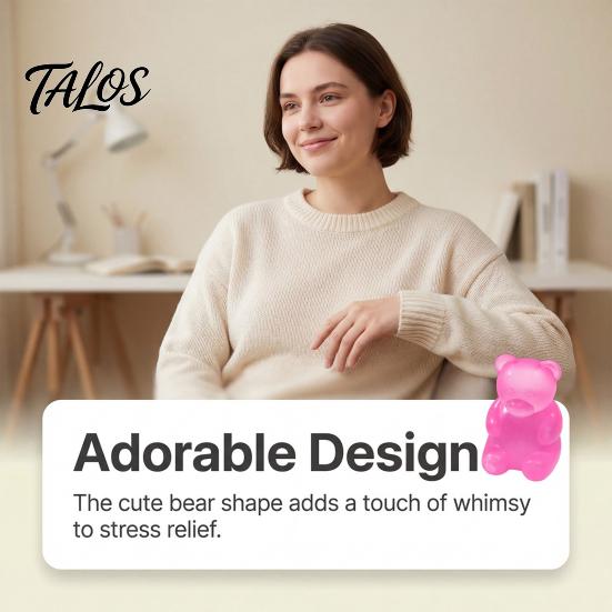 Talos Bear Shape Stress Relief Toy, Soft Elastic Sensory Fidget High Density Durable TPR Ball, Portable Pinch Toy for Kids Adults Desktop Decor