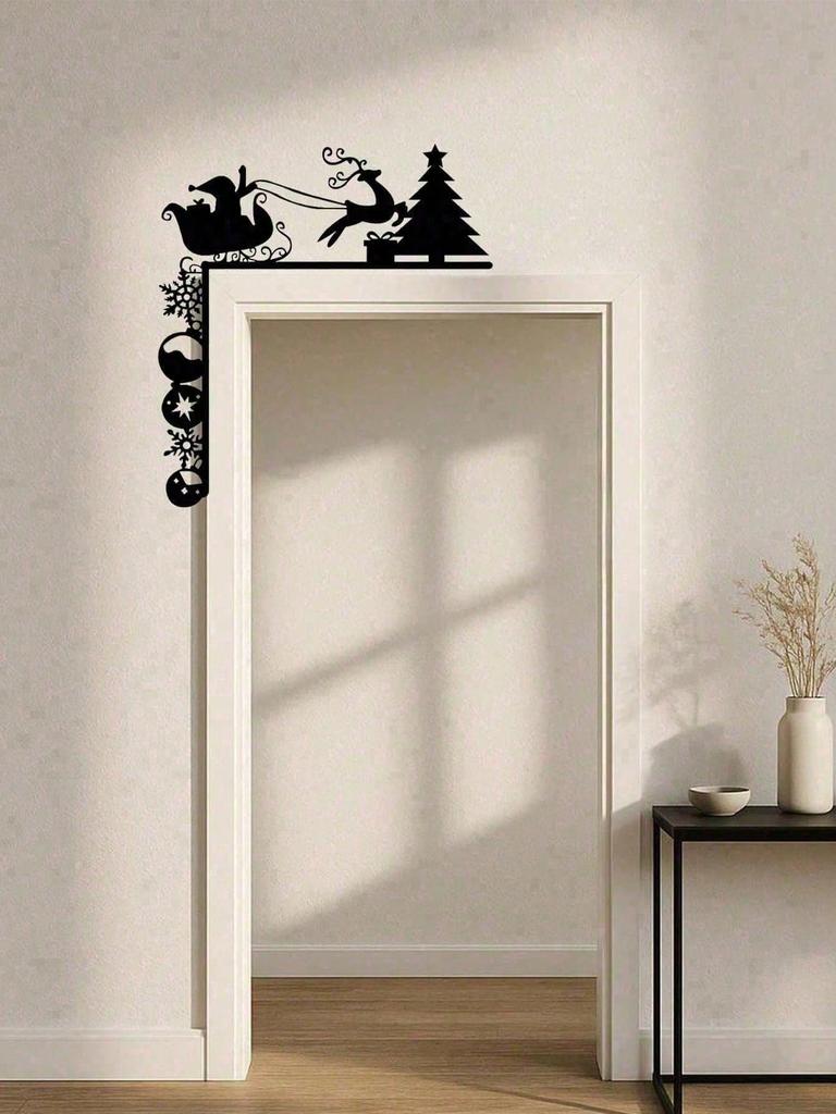 Christmas Sleigh Wall Decors Holiday Stickers Peel Stick Home Festive Art