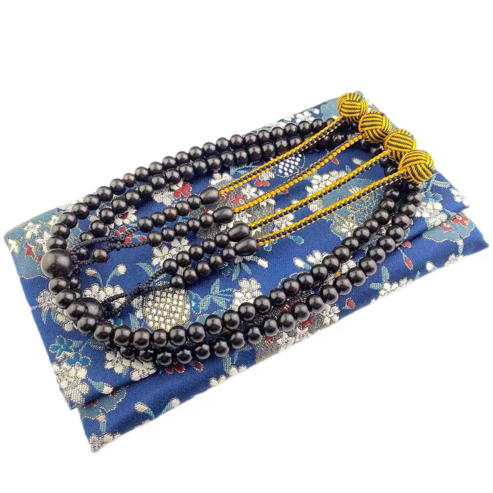 Men's Rosary 12-inch Zhenfen ruler Includes rosary pouch Koyasan Honren (Black/Gold-brown two-tone Oda-maki tassel)