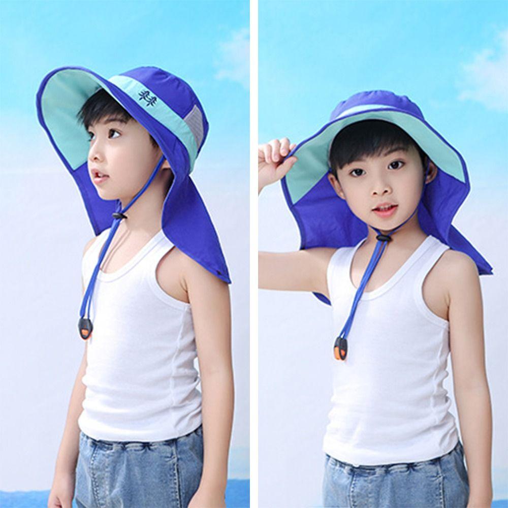 Outdoor Boy Girl Beach Cap Sun Hat Children Bucket Hats Wide Brim Cap UV Protection