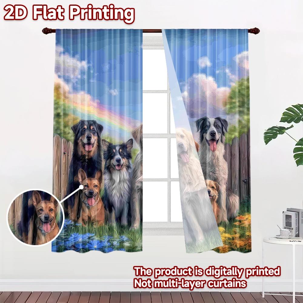 2D Flat Photography Backdrop Popular Background Banner Dogs In Garden 100% Polyester Anniversary for Holiday Portraits and