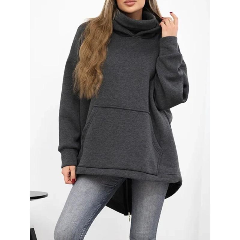 JPNTKY Women's Vintage Casual Solid Color Print Autumn Winter Long Sleeve Hoodie