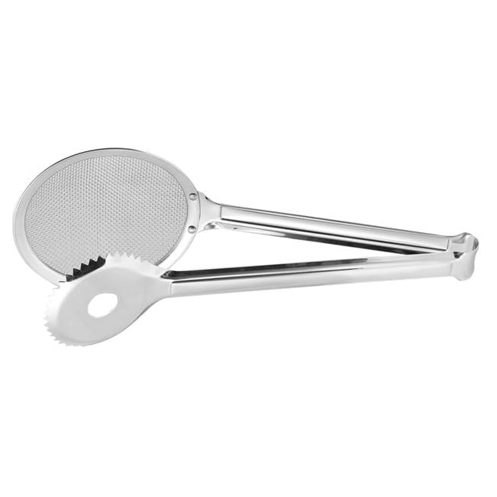 RSINC Multifunktionale Edelstahlzange Filterlöffel mit Clip Hot Pot Zange Frittiergutzange Ölfilter Küchenservierzange | Große Kochzange