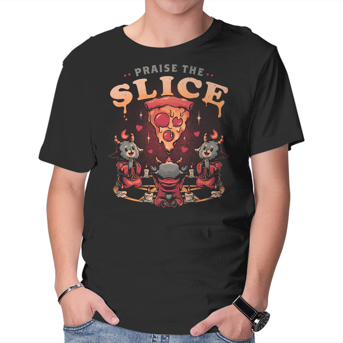 Unisex Crew Neck T-Shirt Praise The Slice Graphic Short Sleeve Casual Tee XXL