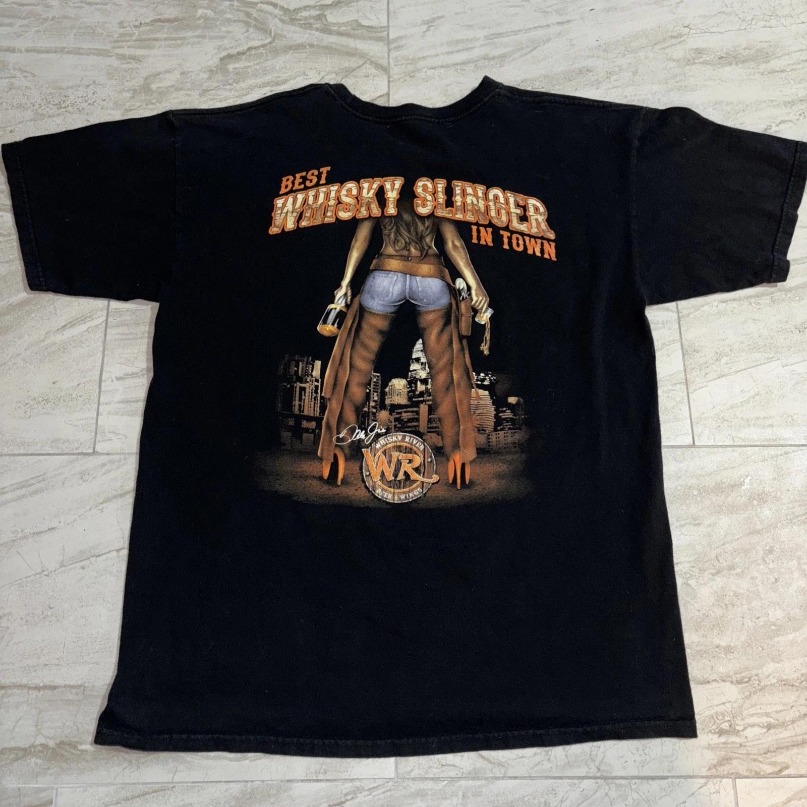 Vintage Whiskey River T Shirt Men’s Size XL Black Girl Western Biker Dale Jr L