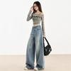 Women's High-Waist Retro Blue Wide-Leg Jeans - Autumn/Winter 2025 Collection.