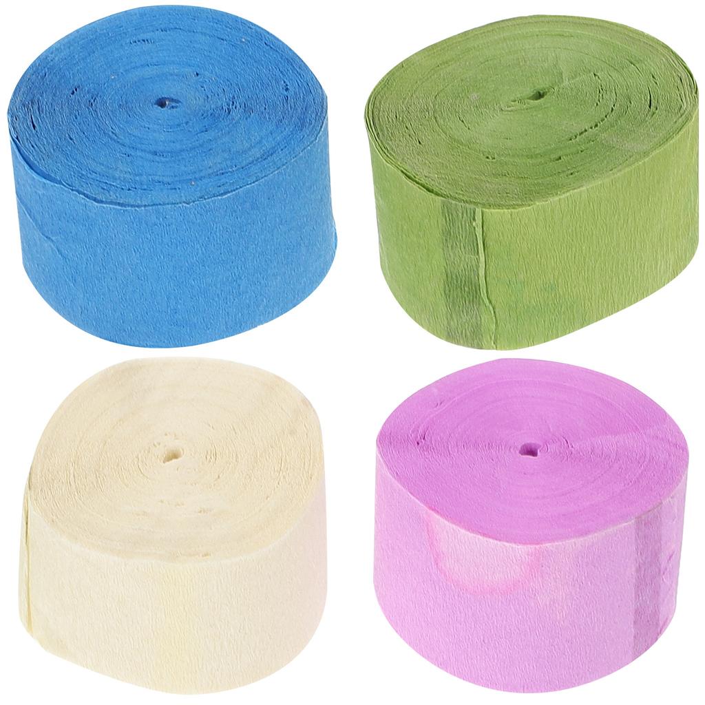 4 Rolls Crepe Paper Streamer Colored Decorations for Party Layout Props Birthday Wedding Shower Peach Themed Events