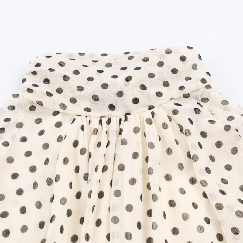 Women's Fashion: European and American Style Polka Dot Casual Loose Long Sleeve Shirt