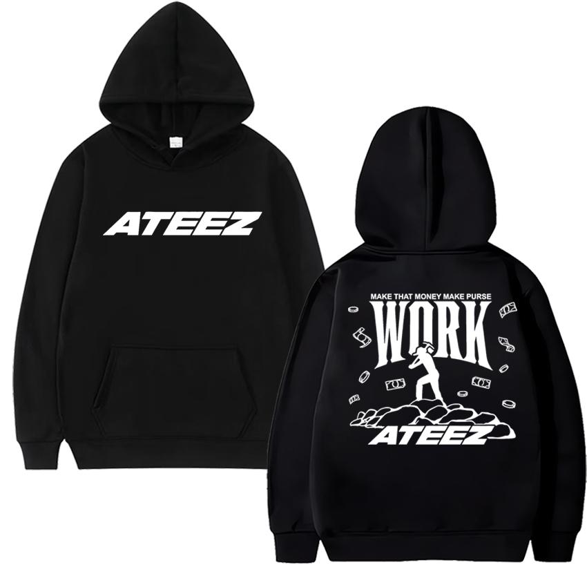 Kpop Ateez World Tour 2025 New Double Sided Printed Hoodies Unisex Fashion Y2k Pullovers Men Women Fleece Long Sleeve Sweatshirt
