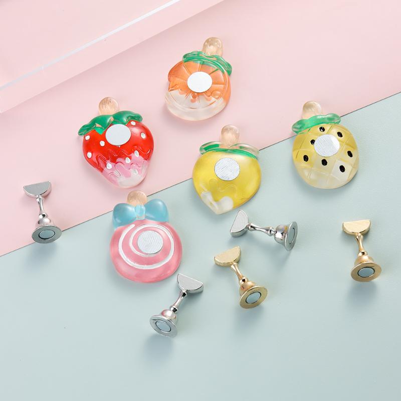 Cute Fruit Strawberry Tray Chess Magnetic Nail Tips Display Stand Acrylic Show Nail Holder Practice Gel Polish Fake Nail Showing