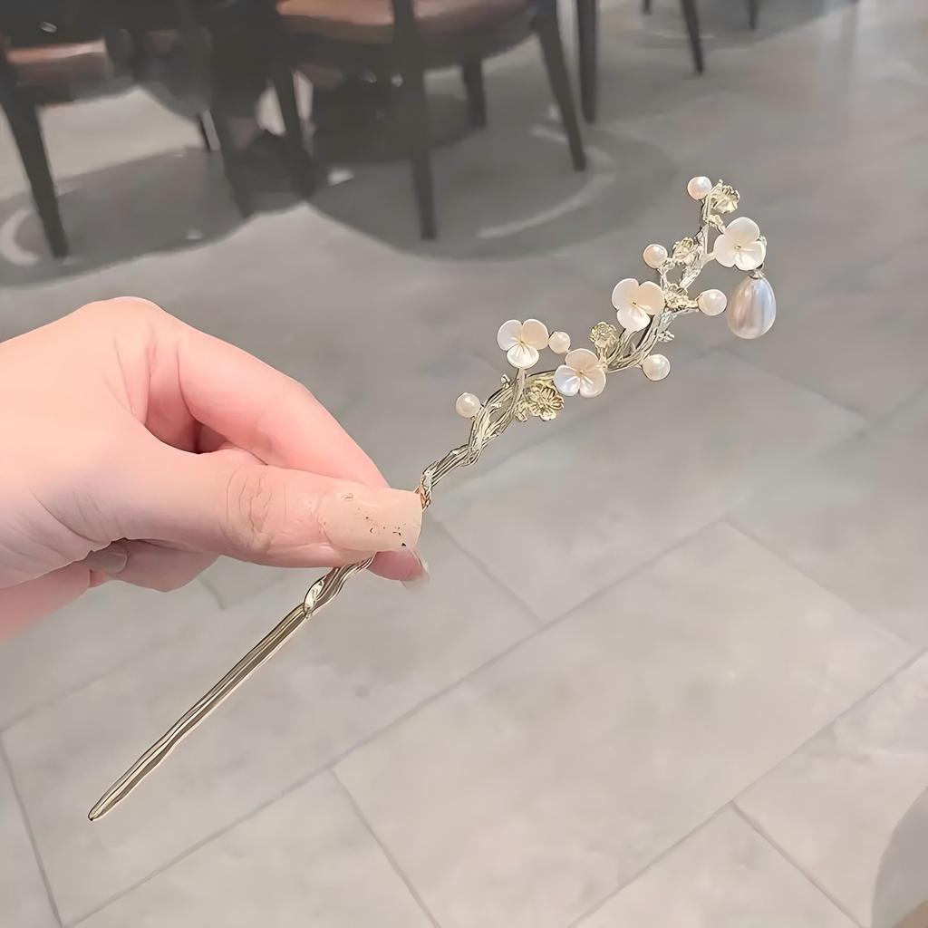 Słodkie Romantyczne Spinki do Włosów w Stylu Chińskim Modne Wszechstronne Akcesoria do Włosów Biżuteria Kwiaty Damskie Dziewczęce Akcesoria do Włosów Spinka do Włosów