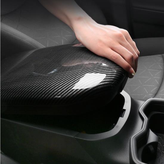 Carbon Fiber Look Central Storage Box Decor Cover For Toyota RAV4 -2025