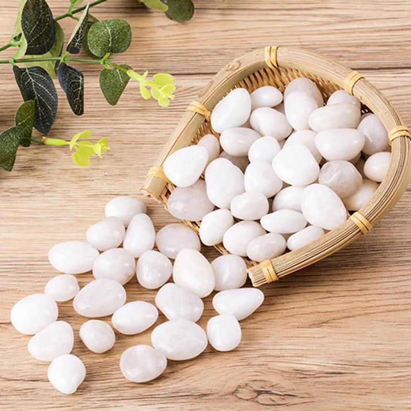 300/800g 2-3cm Natural Pebbles White High Polished Courtyard Landscape Decoration  Horticultural Pot Fish Tank Decorative Stones