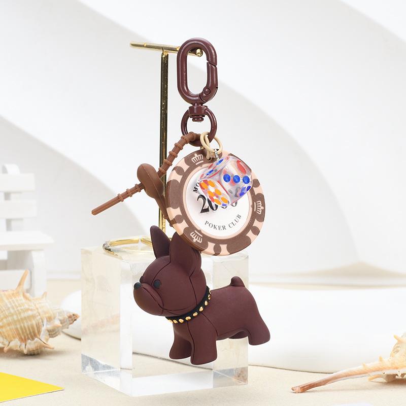 3D French Bulldog Keychain - Cute Dog Figurine for Bags & Cars, Small Gift Pendant