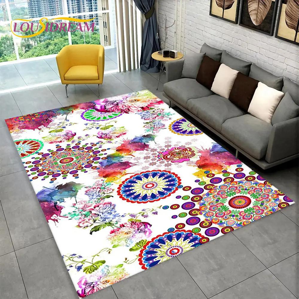Bohemia Mandala Geometric Area Rug,Carpet Rug for Home Living Room Bedroom Sofa Doormat Kitchen Decor,Kid Non-slip Floor Mats