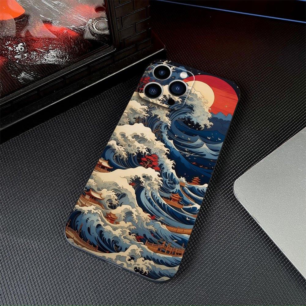 Sea Wave Simple and Stylish Phone Case Suitable for iPhone 17 16 15 14 13 12 11 Pro/ Max /Plus All-inclusive Matte Soft Case