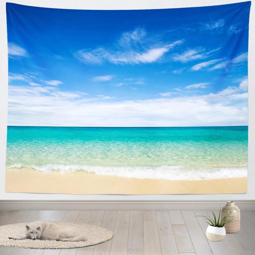 Tropical Summer Beach Tapestry Wall Hanging Tropical Beach Tapestries Seaside Coconut Tree Tapestry Home Decorations Bedroom