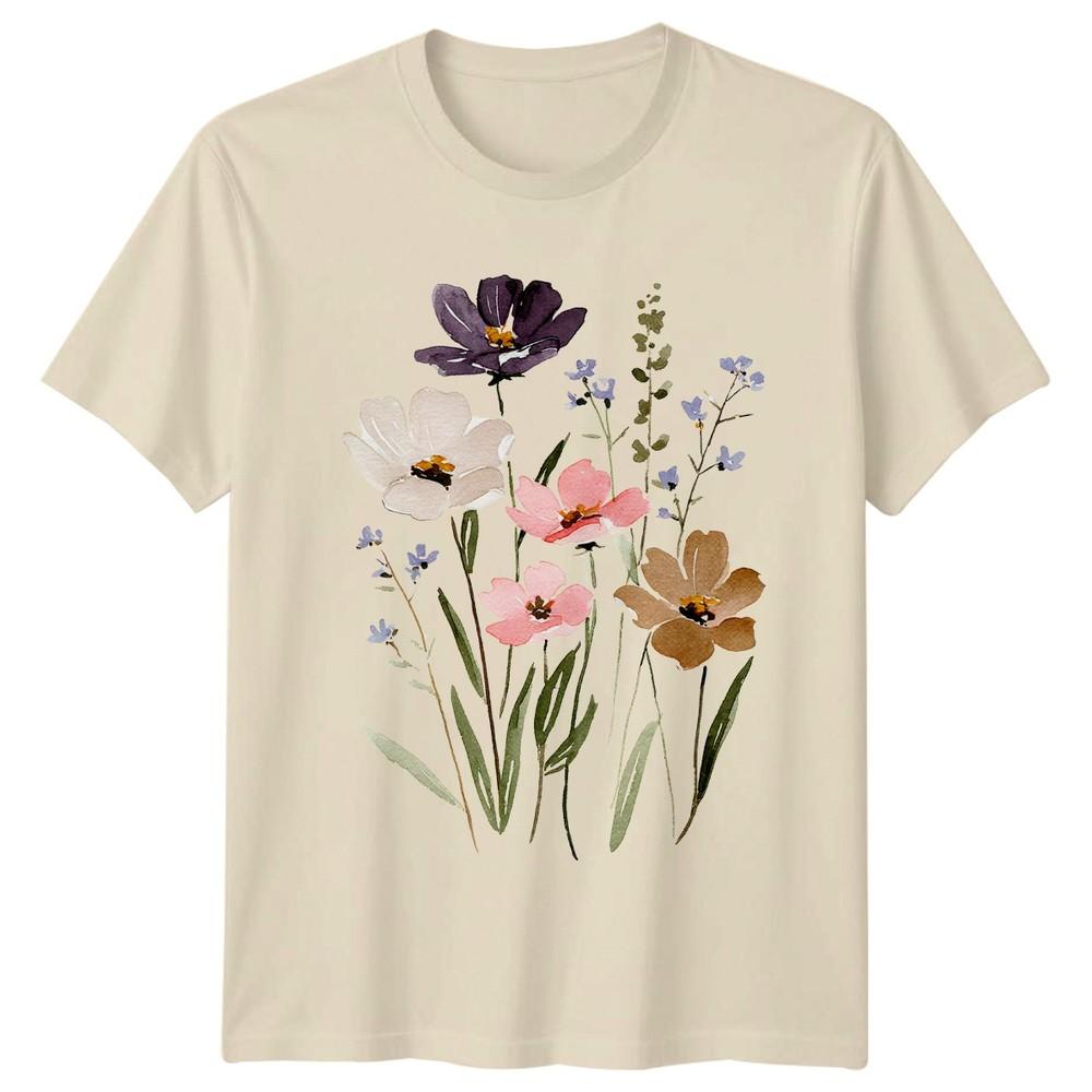 Aesthetic Wildflower Watercolor Art Botanical Unisexs TShirt Botanical Floral
