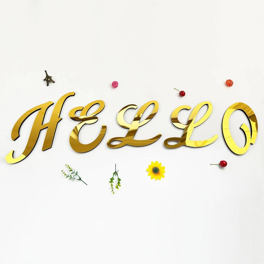 English Letters Acrylic Mirror Surface Wall Sticker 3D Alphabet Poster Bedroom Festival Party Decoration DIY Art Mural