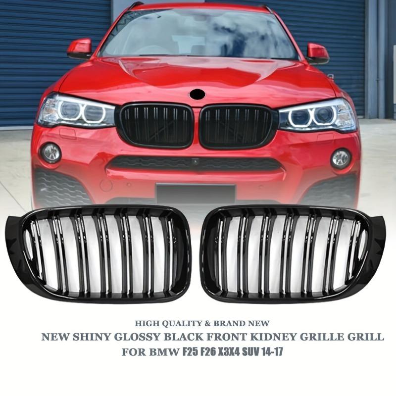 1 Pair Front Bumper Racing Grille for BMW X3 X4 F25 F26 2014-2017 Car Double Line Sport Grill Glossy Black Cover