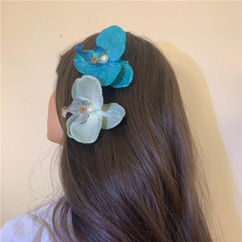 Multipurpose Pack of 9 Elegant Orchids Hair Clips Designs for Trendy Women and Girls Sturdy Fabric Hair Accessories
