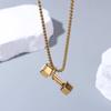 Mini Fitness Series Pendants Titanium Steel Dumbbell Sports Necklace Dumbbell Necklace  Bodybuilder
