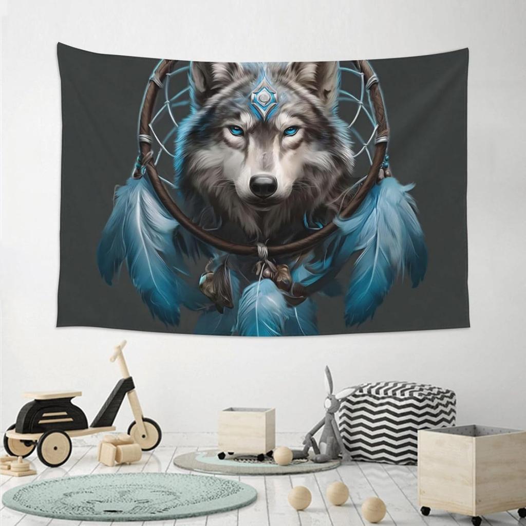 Hanging Living Room 3D Wolf Dream Catcher Tapestry Modern Wall Art Wall Blanket Aesthetic Tapestrys Indoor Outdoor Tapestries