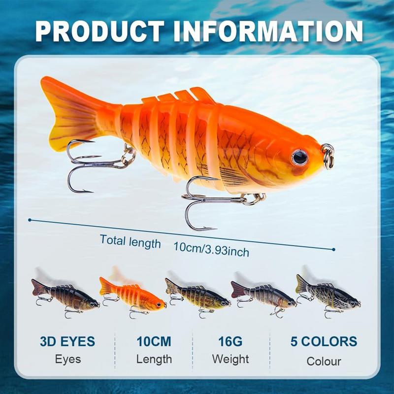 Swim Baits For Bass Fishing Robotic Fishing Lure 5X Robotic Seven Joint Gear Baits Hooks For Catfish Bass Saltwater Lake River