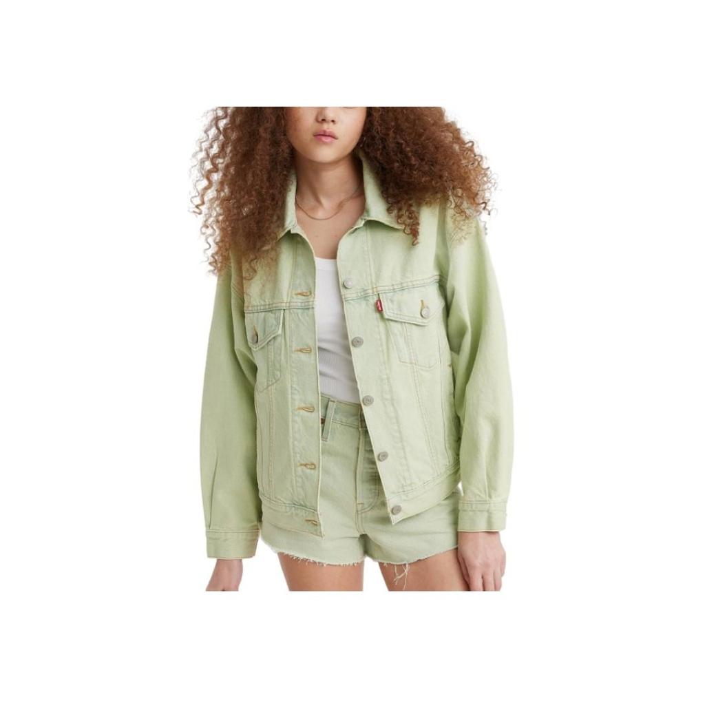 Levis Casual Solid Color Button-Down Collar Jacket Women Jacket Green A1743-0025