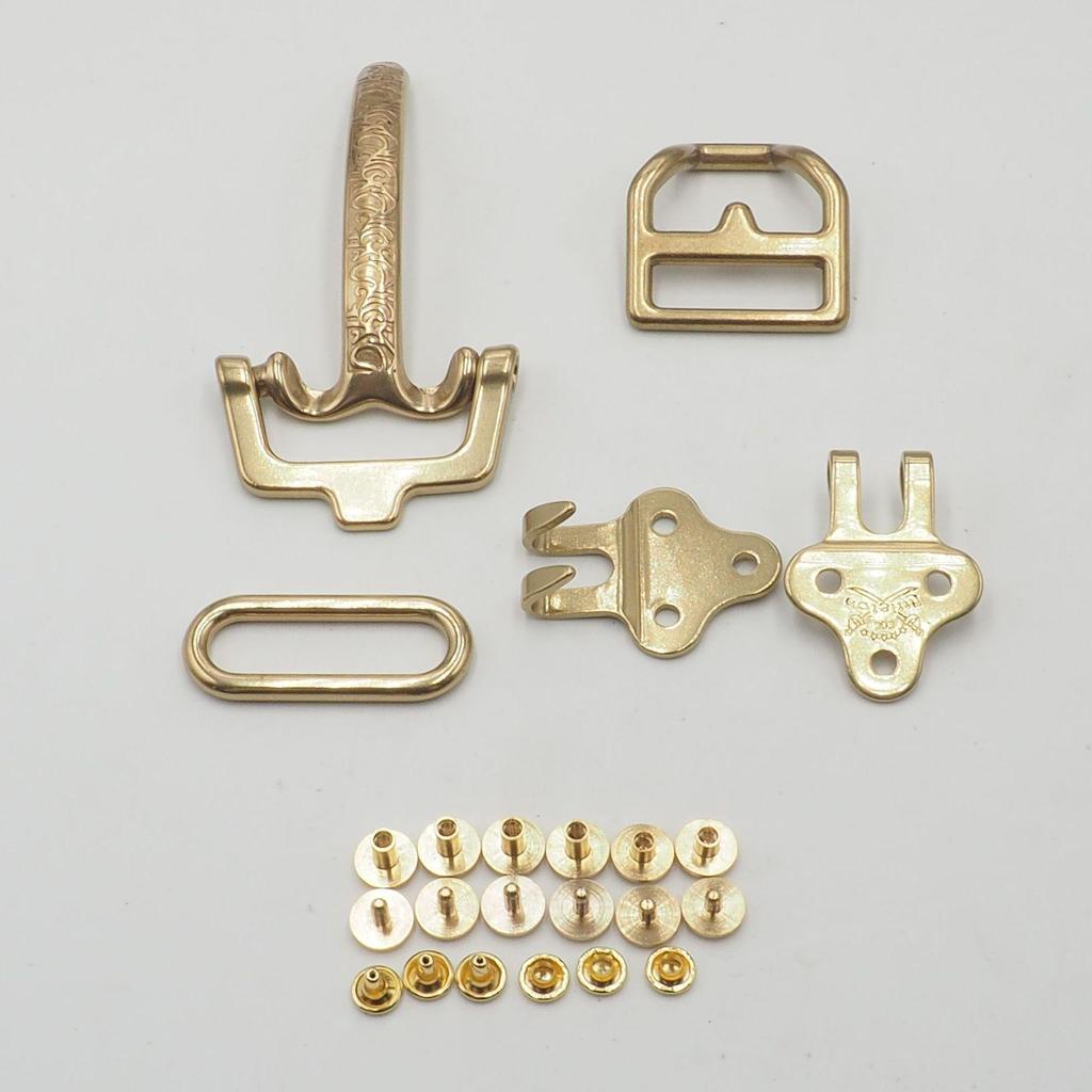 Brass Cavalry Bag Hardware: Pure Copper D-ring, Rivet, and Belt Buckle Set