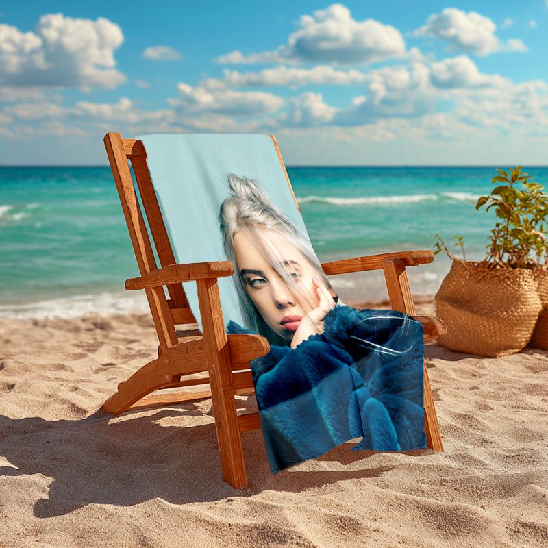 1Pc Blonde Blue Fur Coat Beach Towel, Quick Dry, Multi-Use for Beach Pool Gym Yoga Home Travel, Christmas, Halloween, Xmas Gift S929446