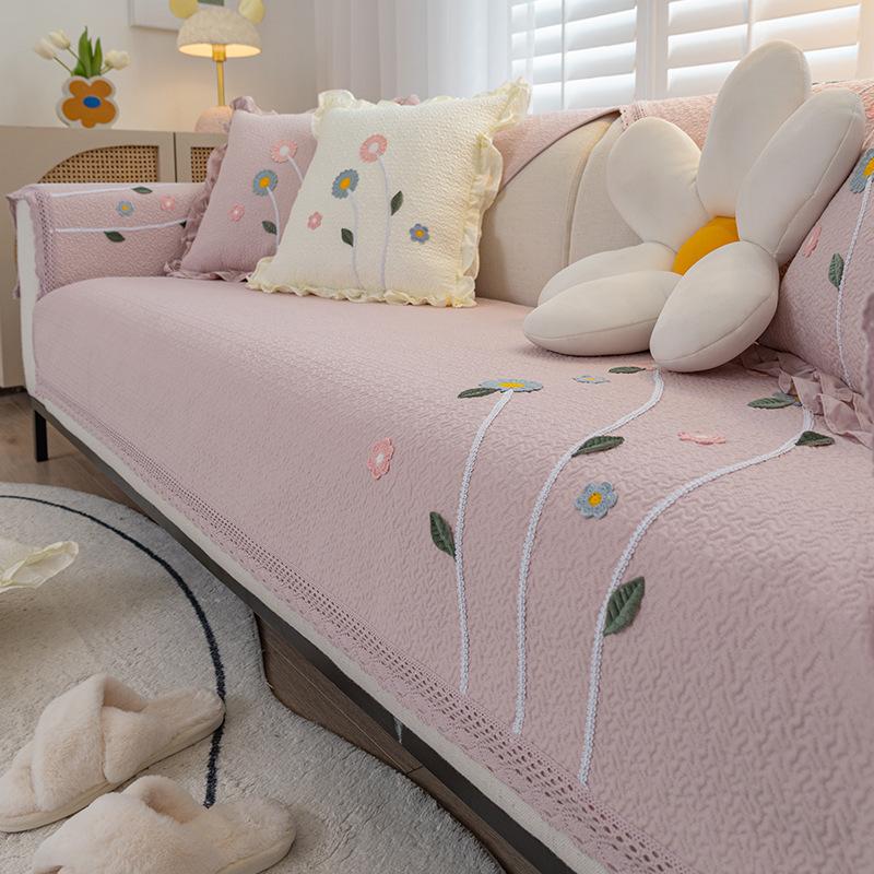 2025 new sofa cushion four seasons universal cotton fabric simple modern small fresh sofa cover cover cloth princess