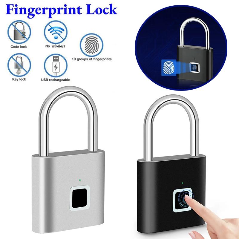 Waterproof and Rust-proof Outdoor Smart Fingerprint Padlock for Secure Door and Cabinet Locking. Anti-theft Electronic Lock with Password Protection
