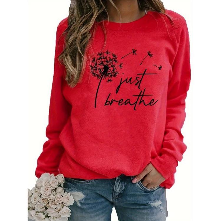 Women Casual Crew Neck Long Sleeve Pullover Top Sweatshirt Hoodies Female Clothing Y2K Dandelion 3D Print Autumn Winter