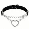 Vintage Chain Jazz Dance Necklace Punk Rock Choker Pu Leather Goth Rivets Collar Party Club Gothic Jewelry Harajuku