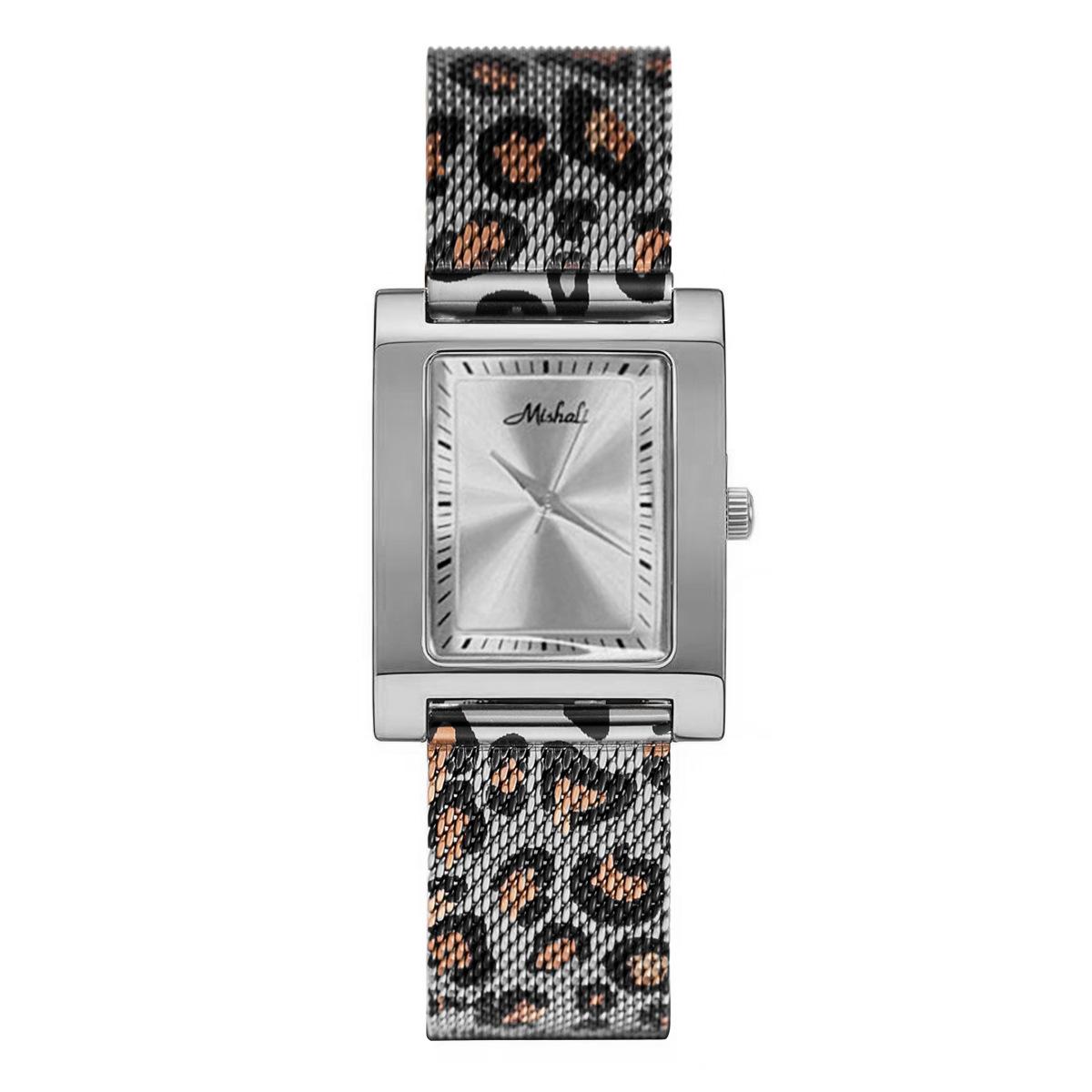 Square Leopard Print Strap Women S Watch Large Dial Simple Fashion Atmosphere Steel Watch