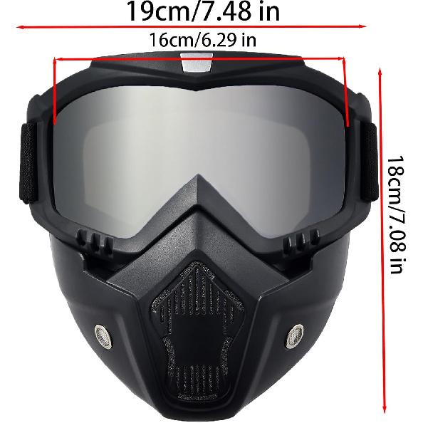 Paintball Mask Anti Fog,Motorcycle Helmet Riding Goggles Glasses with Removable Face Mask,Adjustable Motocross Eyewear