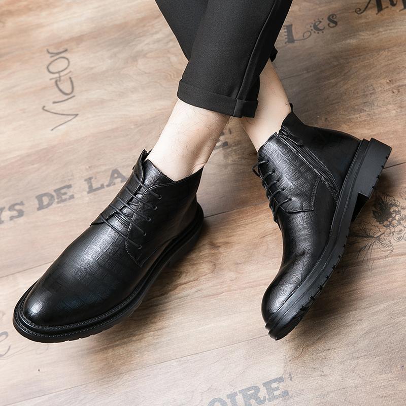 Leather Fashion Walking Shoes Men Luxury Brand Men's Ankle Boots Male Comfortable Low Top Casual Shoe New Lace-Up Mens Sneakers