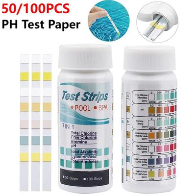 100pcs Swimming Pool PH Test Paper Multipurpose 7 In 1 Chlorine/PH/Hardness/Bromine Test Strips Aquarium Pool Water Tester Paper