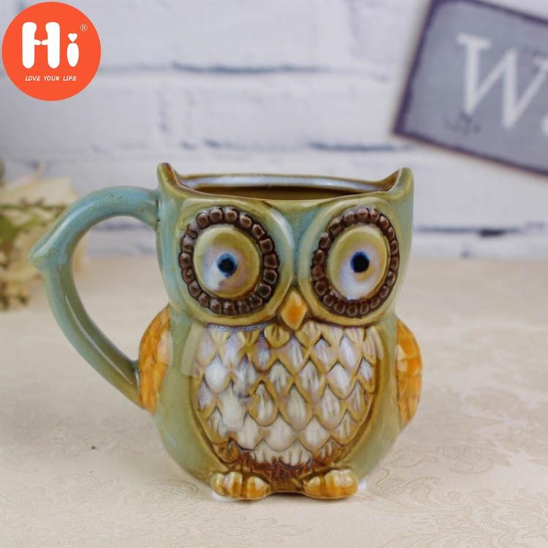 Hi Ceramic Owl Water Cup Mug Beer Cup Home Decoration