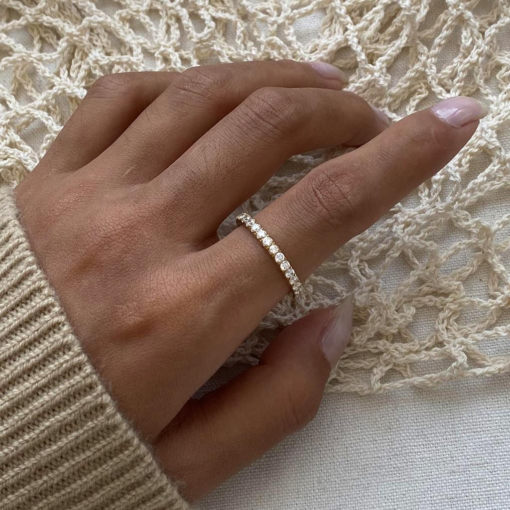 Uworld Jednoduchý nerezový prsteň Zlatý kubický zirkón Pozlátený 18 K Minimalistický šarm pre ženy Módne trendy šperky