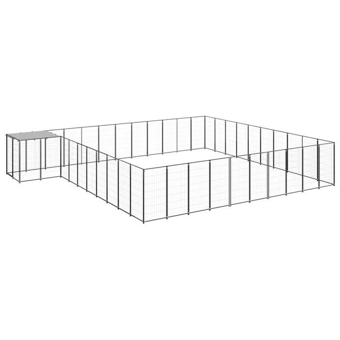 VidaXL Chenil Noir 31,46 m² Acier Enclos pour Chiots Cage Chiens Extérieur 3082241